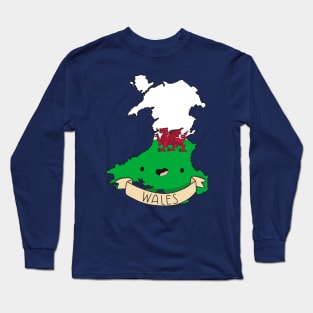 Kawaii Wales Flag Map Long Sleeve T-Shirt